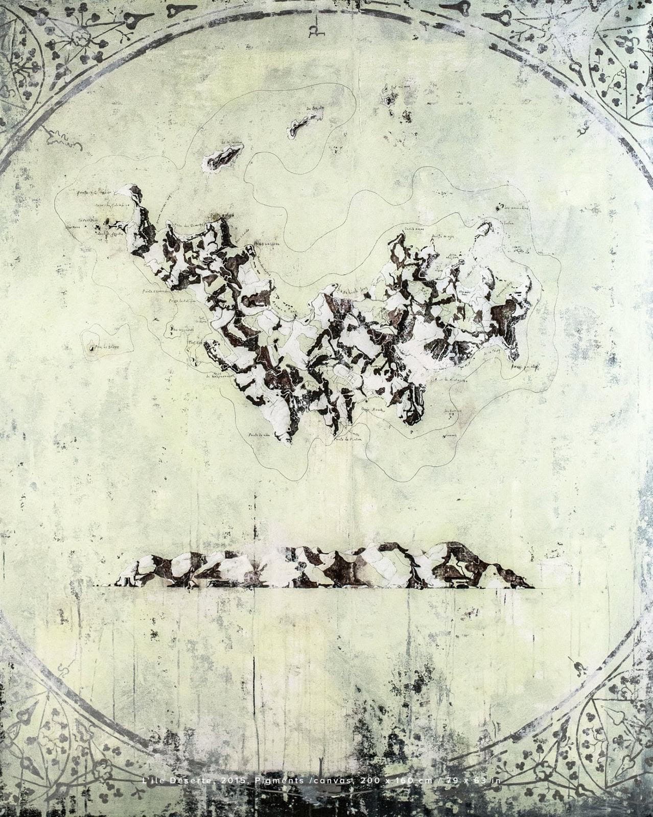 Dominique Rousserie, Mapping Saint Barth, 2020 — pigments sur toile